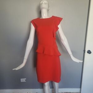 ECI Red Ruffle Dress, VGUC, Size 14
